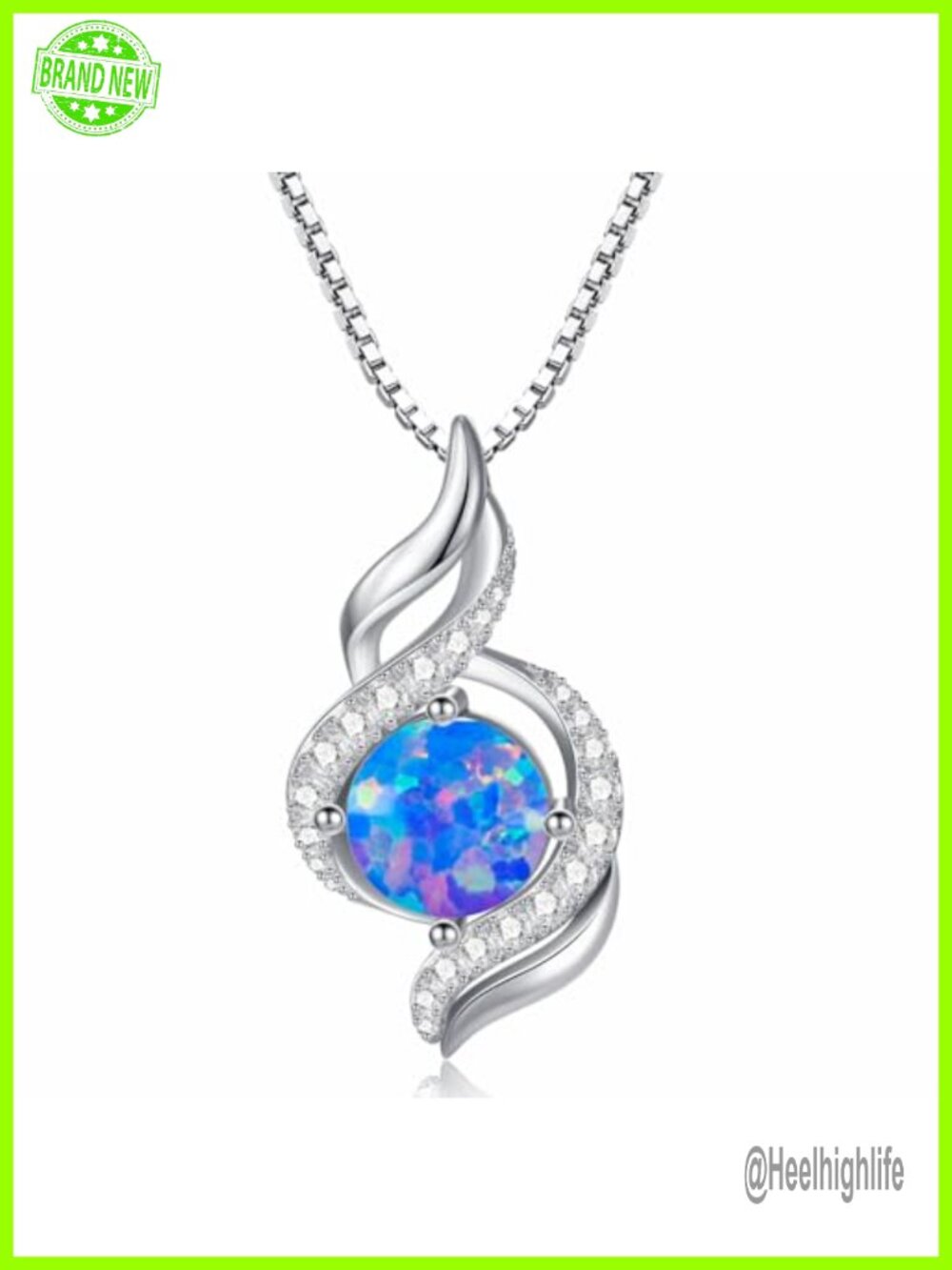 925 Sterling Silver Infinity Swirl Opal Pendant Necklace 18+2" Extender